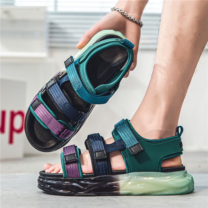 Giày Sandal Quai Dán Chống Trượt Thời Trang Đi Biển Mùa Hè Cho Nam