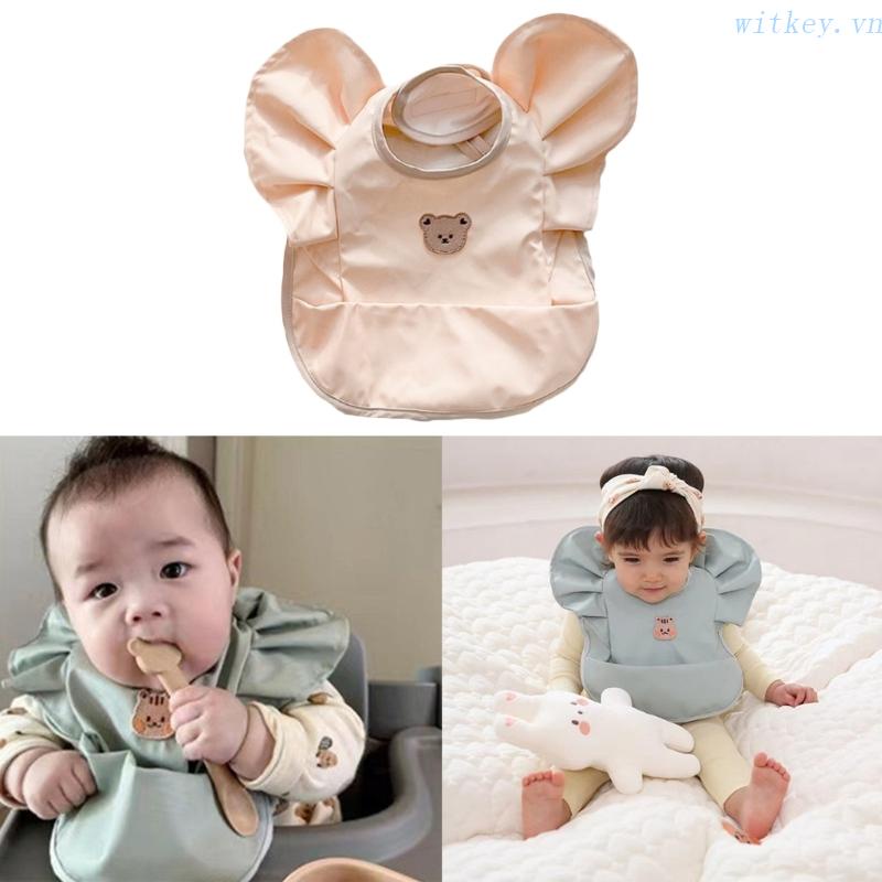 Yếm Ăn Phối Ren Ba Chiều Chống Thấm Nước Dành Cho Bé Sơ Sinh