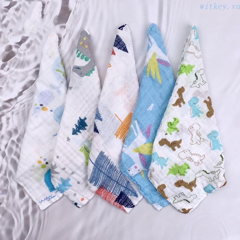 Bộ 5 Khăn Lau Bằng Vải Cotton Thoáng Khí Cho Bé