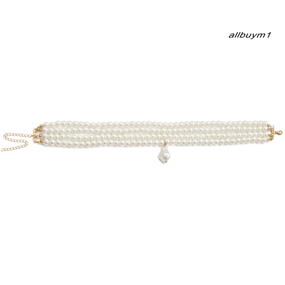 Vòng Cổ Choker Nhiều Lớp Đính Hạt Ngọc Trai Nhân Tạo Thanh Lịch Cho Nữ