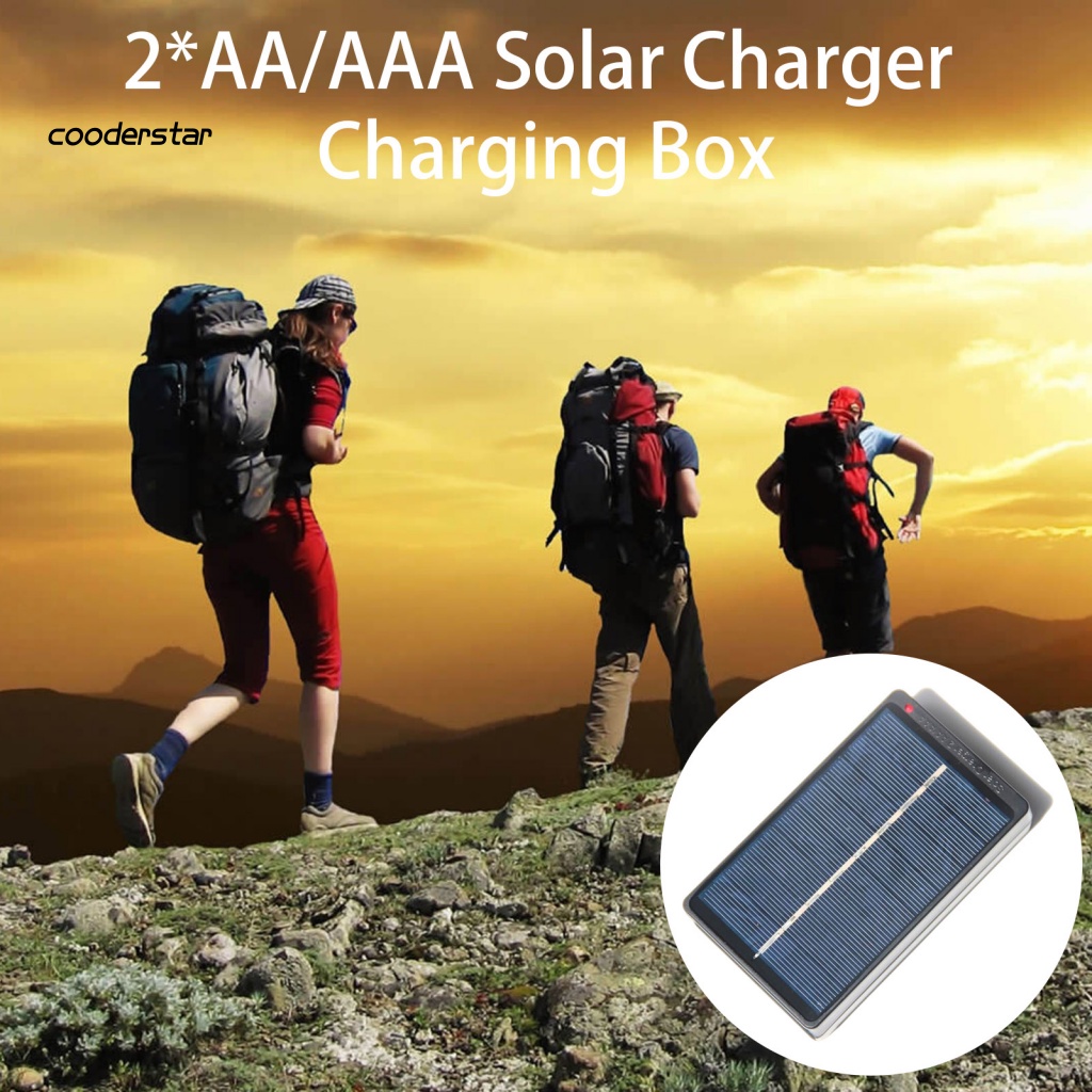Hộp Sạc Pin Năng Lượng Mặt Trời 2 * AA / AAA Có Đèn LED Báo Hiệu