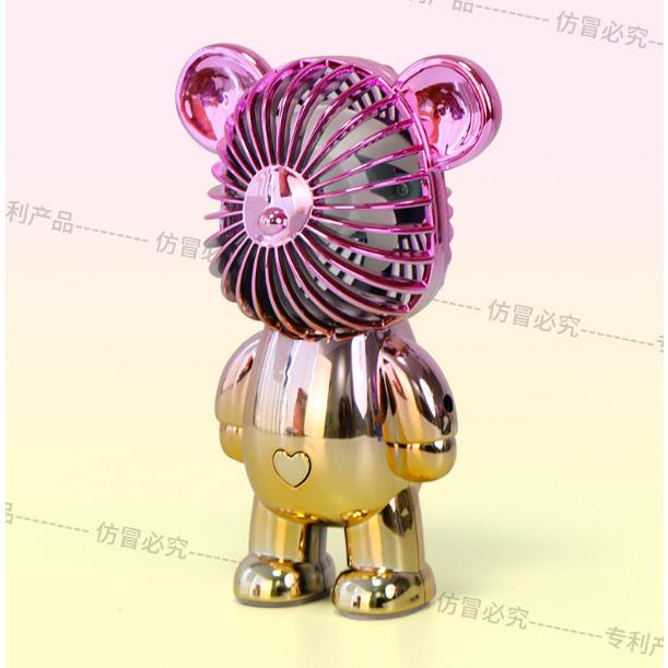 QUẠT GẤU BEAR BRICK, QUẠT ĐIỆN MINI ĐỂ BÀN,CẦM TAY HÌNH GẤU CỔNG SẠC USB CÓ KÈM DÂY SẠC