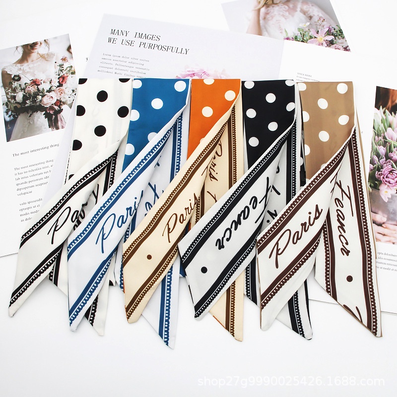 Khăn Quàng Cổ Thắt Nơ Họa Tiết Chấm Bi Bằng Lụa