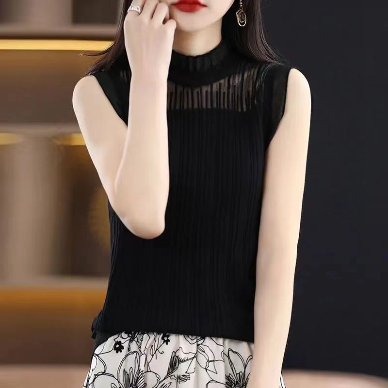 Áo Dệt Kim Sát Nách Phối Ren Trắng Cao Cấp Thời Trang Cho Nữ