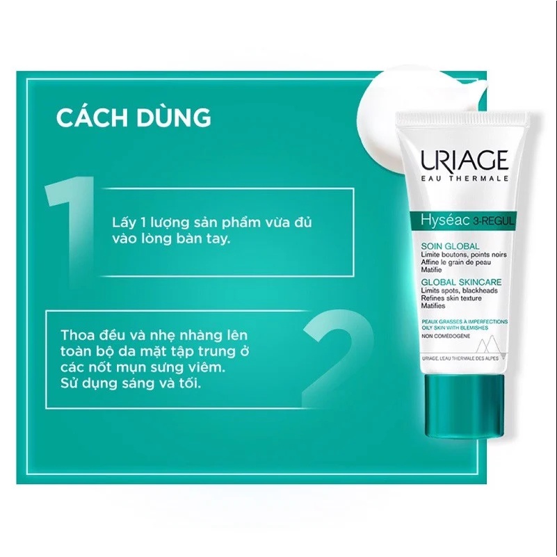 Kem dưỡng Uriage Hyseac 3- Regul Soin Global giảm mụn đỏ, kiềm dầu, thu nhỏ lỗ chân lông 40ml