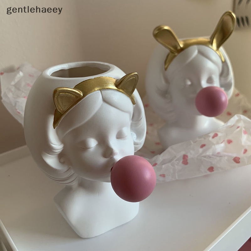 Mô Hình Cô Gái Hoạt Hình Bằng Nhựa Resin Dễ Thương Dùng Trang Trí Chậu Hoa