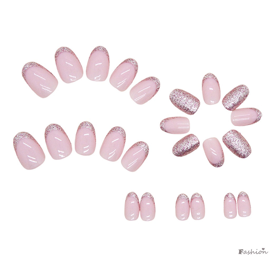 Móng Tay Giả Đính Bột Kim Tuyến Màu Hồng Quý Phái Và Thanh Lịch