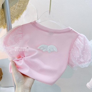 Áo Thun Cotton Tay Ngắn Phồng Thời Trang Mùa Hè Mới 2024 Dành Cho Bé Gái