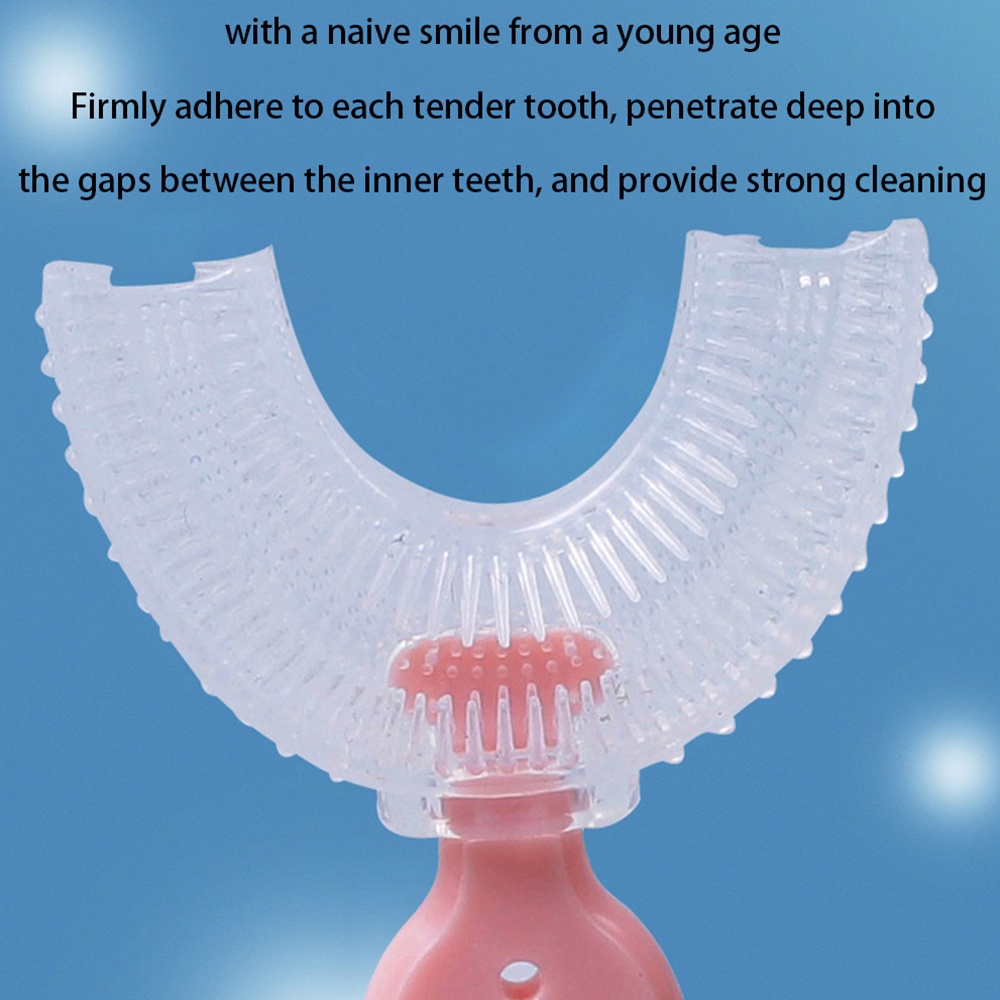 Bàn Chải Đánh Răng Silicon Xoay 360 Độ Hình Chữ U Họa Tiết Hoạt Hình Cho Bé 2-6 - 12 Tuổi