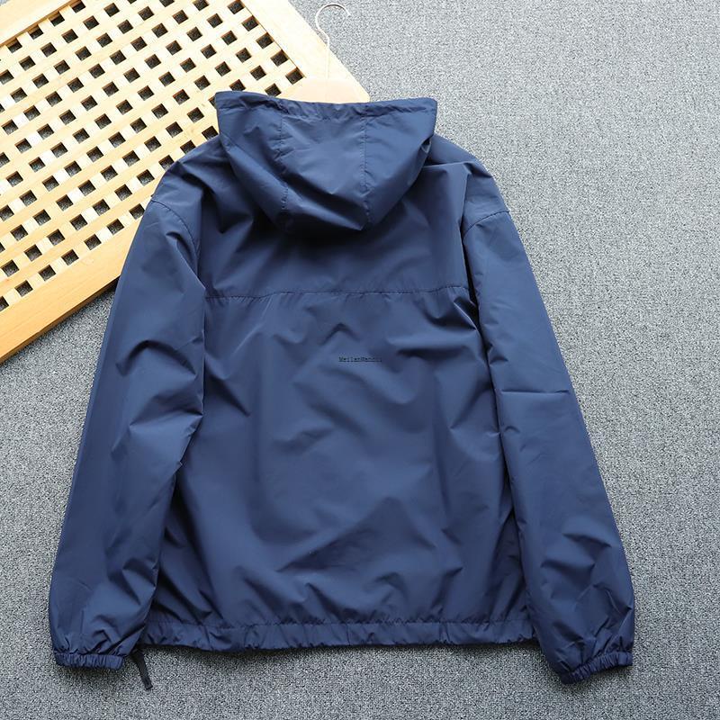 EERSHENSHI Áo Khoác Chống Gió Chống Thấm Nước Có Mũ Trùm Phối Khóa Kéo Thời Trang Dành Cho Nam