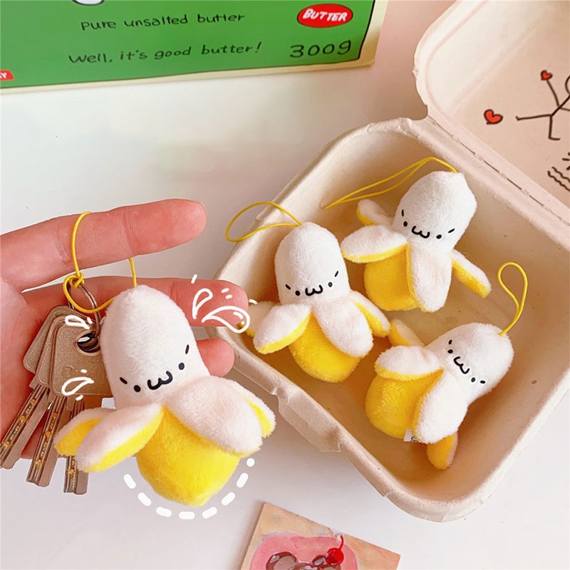Móc Khóa Hình Chuối Nhồi Bông Dễ Thương Phong Cách Nhật Bản
