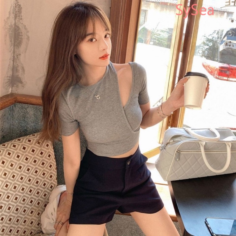 Áo Kiểu Trễ Vai Dáng Ôm Thời Trang Mùa Hè Phong Cách Hàn Quốc Quyến Rũ Cho Nữ