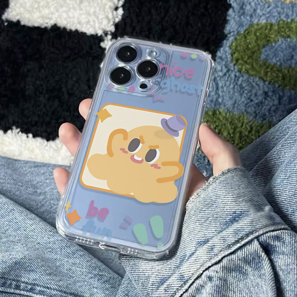 ✅Ốp Điện Thoại Mềm Chống Sốc Màu Vàng Họa Tiết Ma Nhỏ Đơn Giản Cho Iphone 11 78 6In14Pro 1213 AL8M