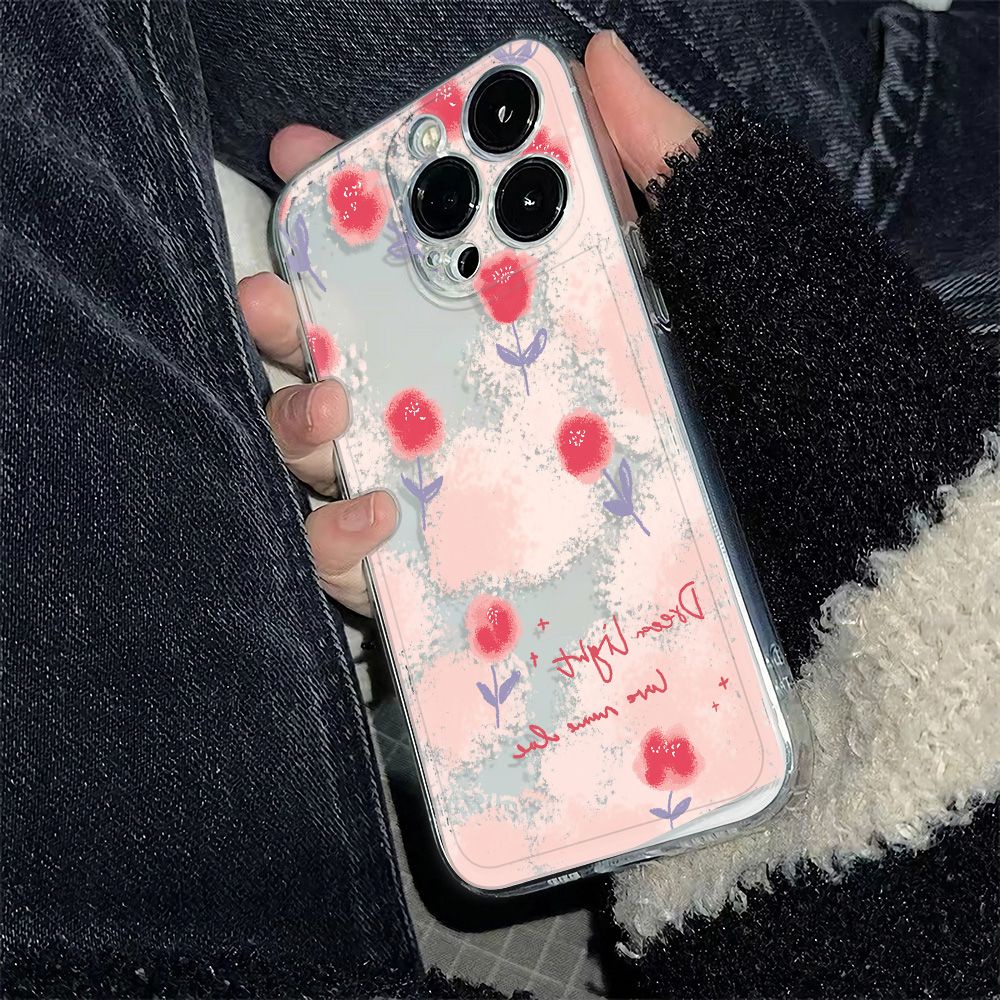 ✅Ốp Điện Thoại Mềm Chống Sốc Họa Tiết Hoa Hồng Đỏ Cho Iphone 13 14 Pro Max 6 12 Plus 78 11 PPBD