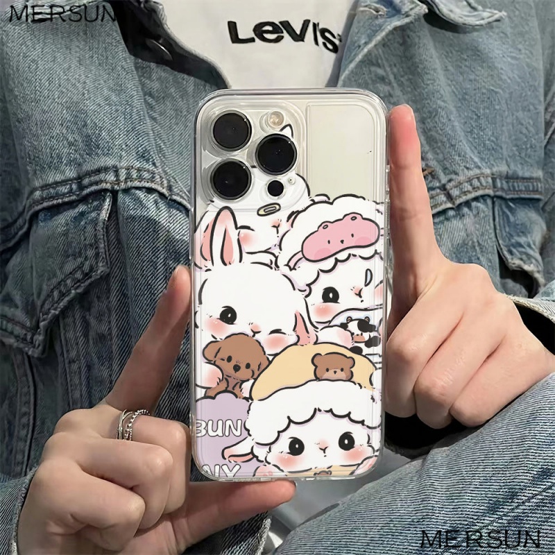 ✅Ốp Điện Thoại Mềm Chống Sốc Họa Tiết Chú Cừu Mặc Đồ Ngủ 4 Túi Cho Iphone 1113plus 78 12 14Promax 6In