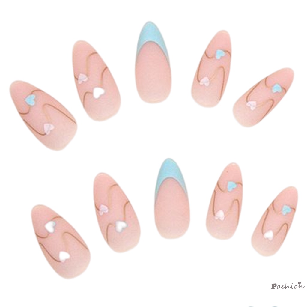 Móng Tay Giả Họa Tiết Trái Tim Màu Đục Chống Trầy Không Độc Hại An Toàn