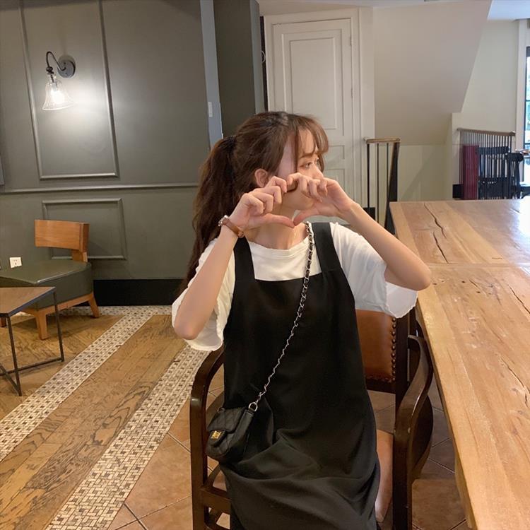 Set Áo Trắng + Váy Yếm Dáng Ôm Phong Cách Thời Trang Hàn Quốc Dành Cho Nữ Có Size Lớn