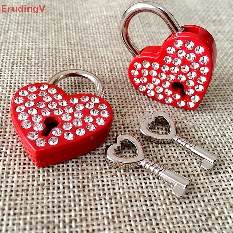 [ErudingV] Ổ Khóa Hộp Trang Sức Trái Tim Mini Thời Trang Kèm Chìa Khóa Túi Hành Lý Trang Trí [Mới]