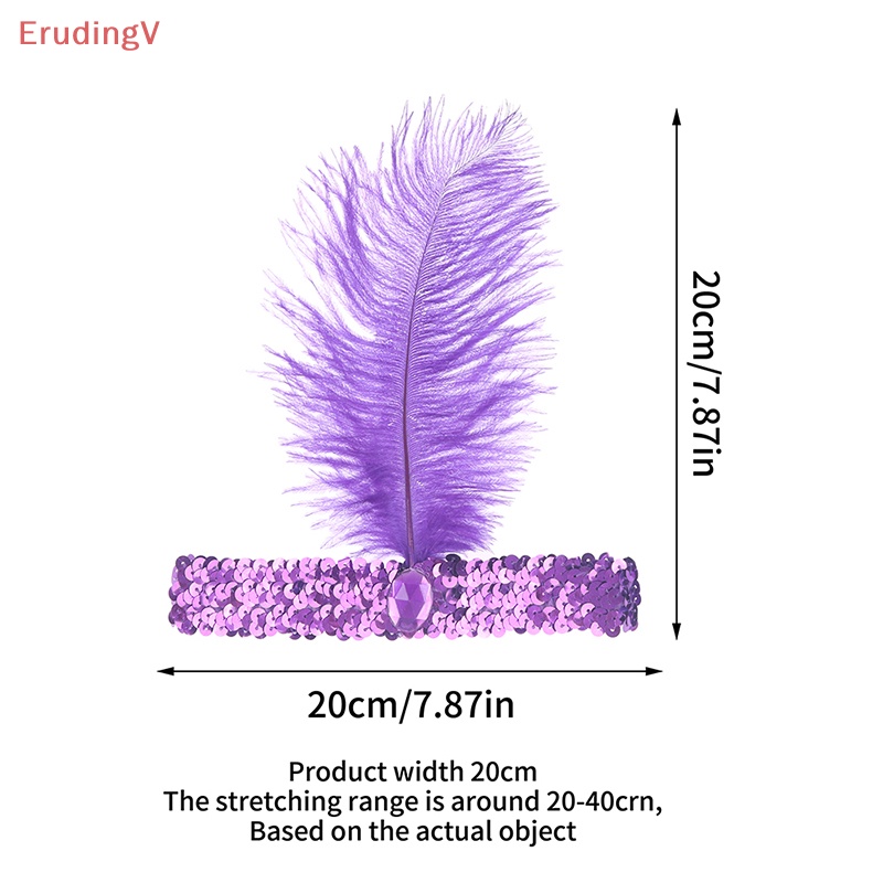 [ErudingV] Băng Đô Lông Vũ Đính Kim Sa Lấp Lánh Phong Cách Vintage Dành Cho Tiệc Hóa Trang [Mới]