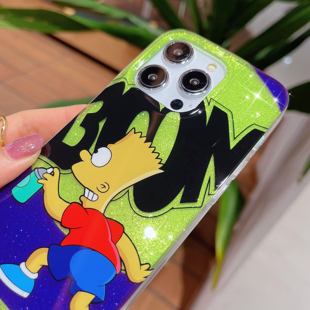 Ốp Điện Thoại TPU Mềm Trong Suốt Hai Mặt Họa Tiết Simpson Cho iPhone 12 13 14 Pro Max