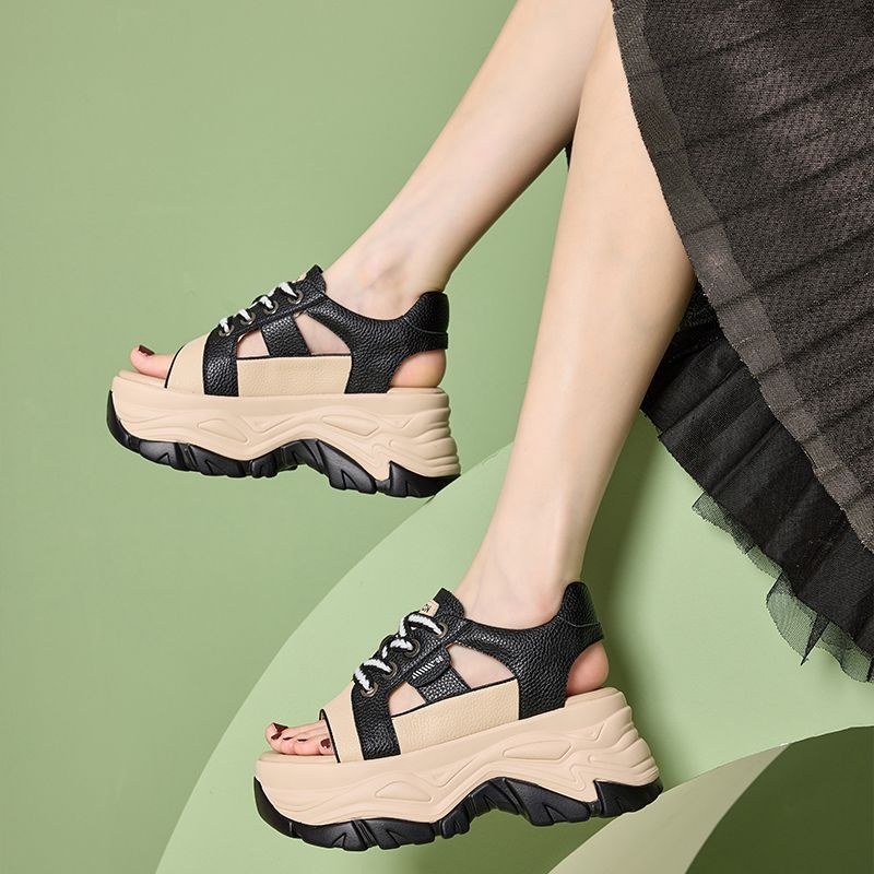 Xăng đan Thể Thao Hở Ngón Đế Dày Tăng Chiều Cao Thoáng Khí Mùa Hè Mới Cho Nữ