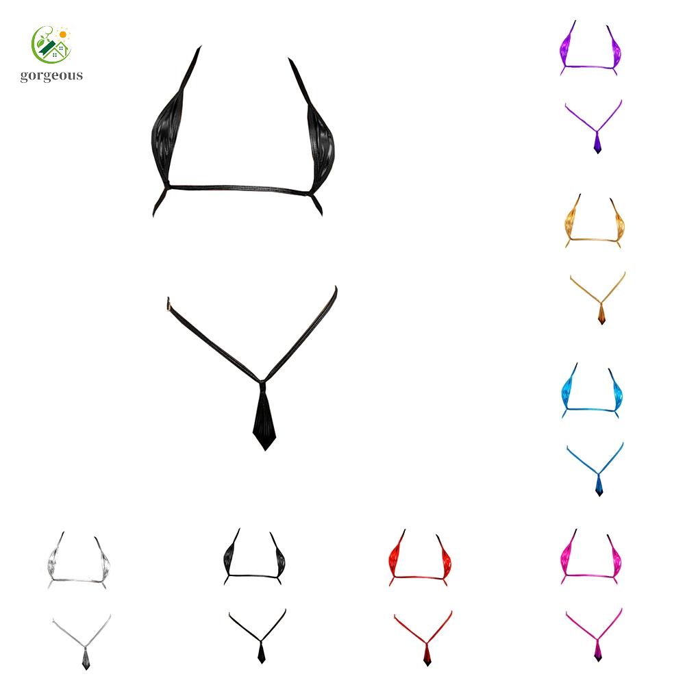 GORGEOUS~Women's Shiny Patent Leather Bikini Bra G-String Underwear Lingerie - Hot New Arrival