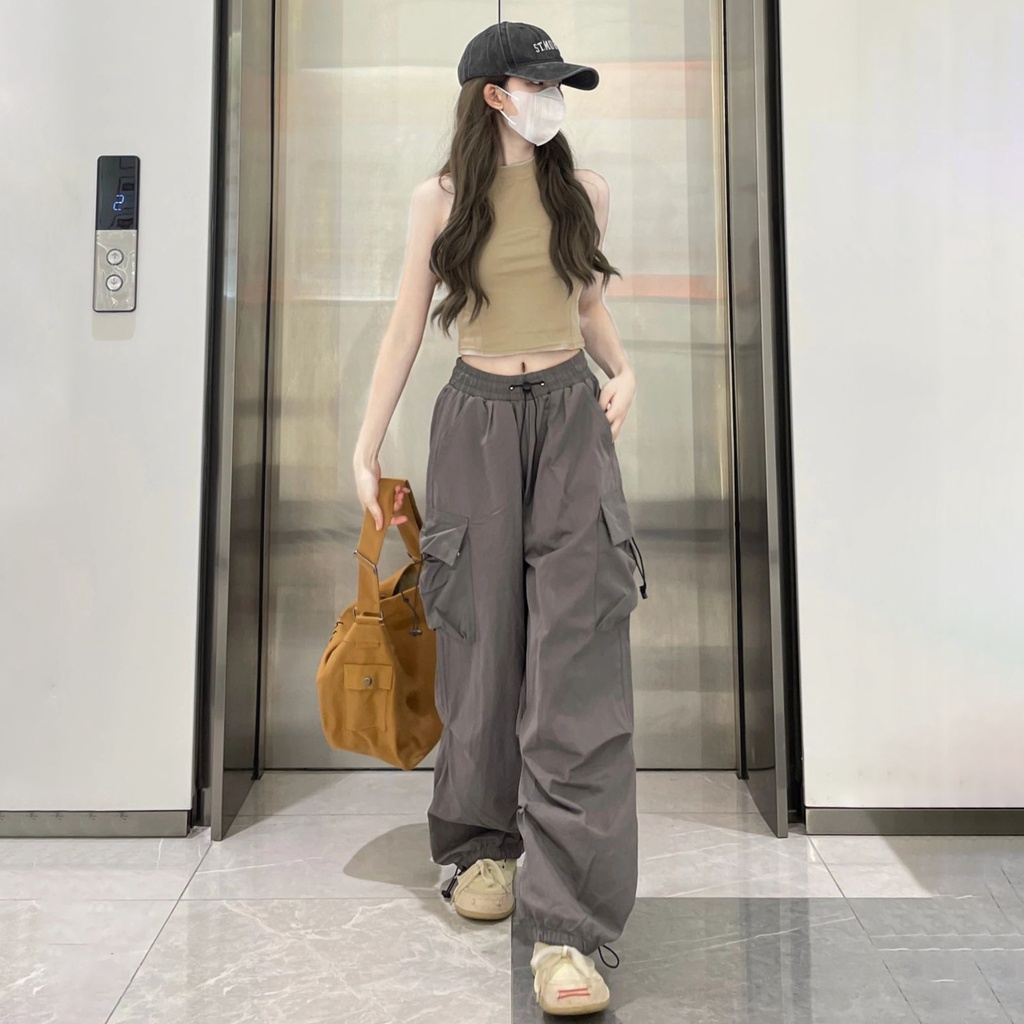 Quần Dài Thể Thao Dáng Rộng Cỡ Lớn Thời Trang Mùa Xuân Thu Hàn Quốc Giản Dị