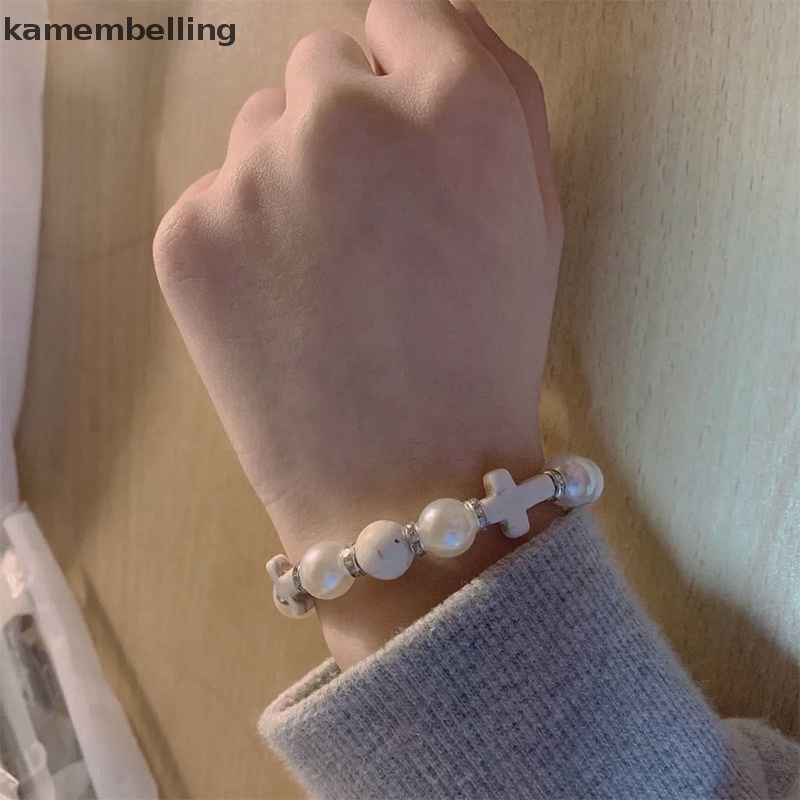 Vòng Tay Chuỗi Hạt Ngọc Trai Co Giãn Phong Cách Punk Thời Trang Cho Nam