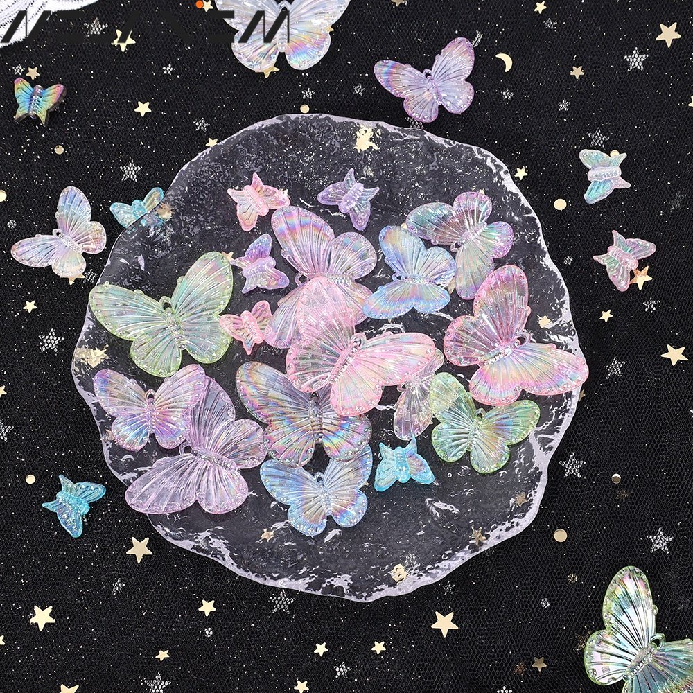 1 Chiếc Bông Tai Hình Bướm Hoạt Hình Bằng Nhựa Resin Màu Sắc Ngẫu Nhiên Đa Năng DIY