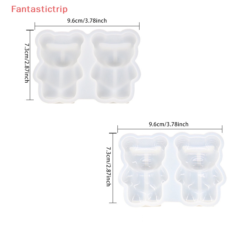 Khuôn Silicon Làm Mặt Dây Chuyền / Móc Khóa Hình Gấu Pha Lê Nhỏ Xinh Mới