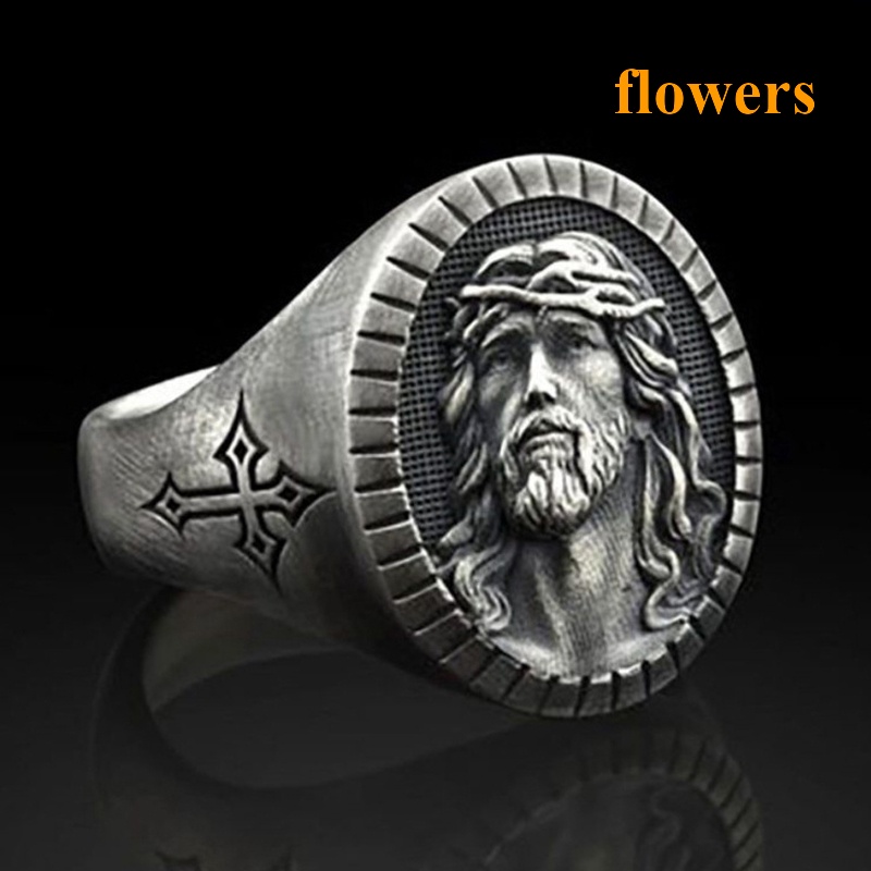 Nhẫn Kim Loại Hình Thánh Giá Màu Sắc Cổ Điển Cho Nam Và Nữ