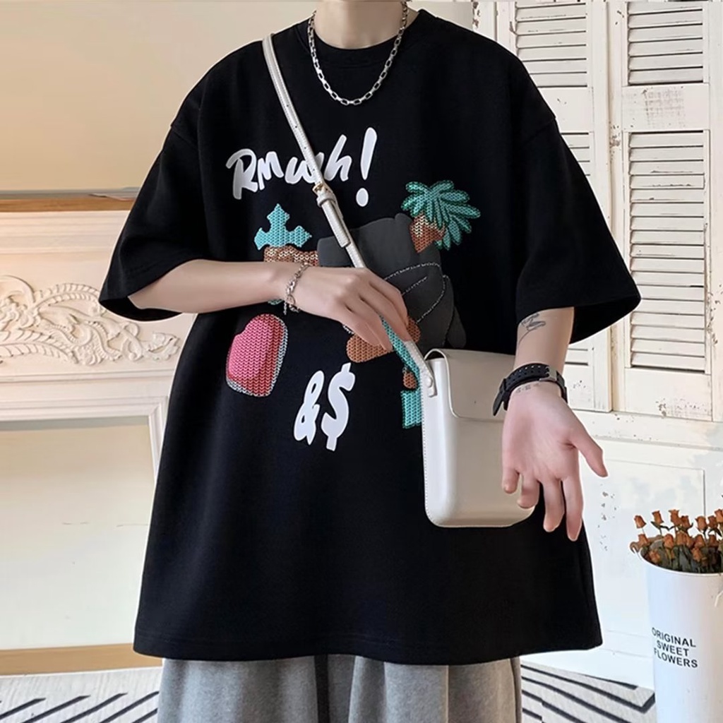 Áo Thun Ngắn Tay Dáng Rộng Thời Trang Mùa Hè Giản Dị Dễ Phối Đồ Dành Cho Nam