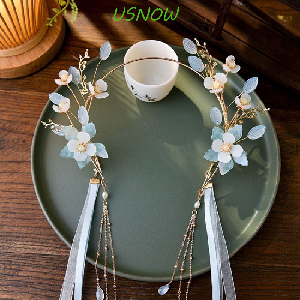 Trâm Cài Tóc Đính Ruy Băng Tua Rua Bằng Kim Loại Phong Cách Trung Hoa Cổ Điển Cho Cô Dâu