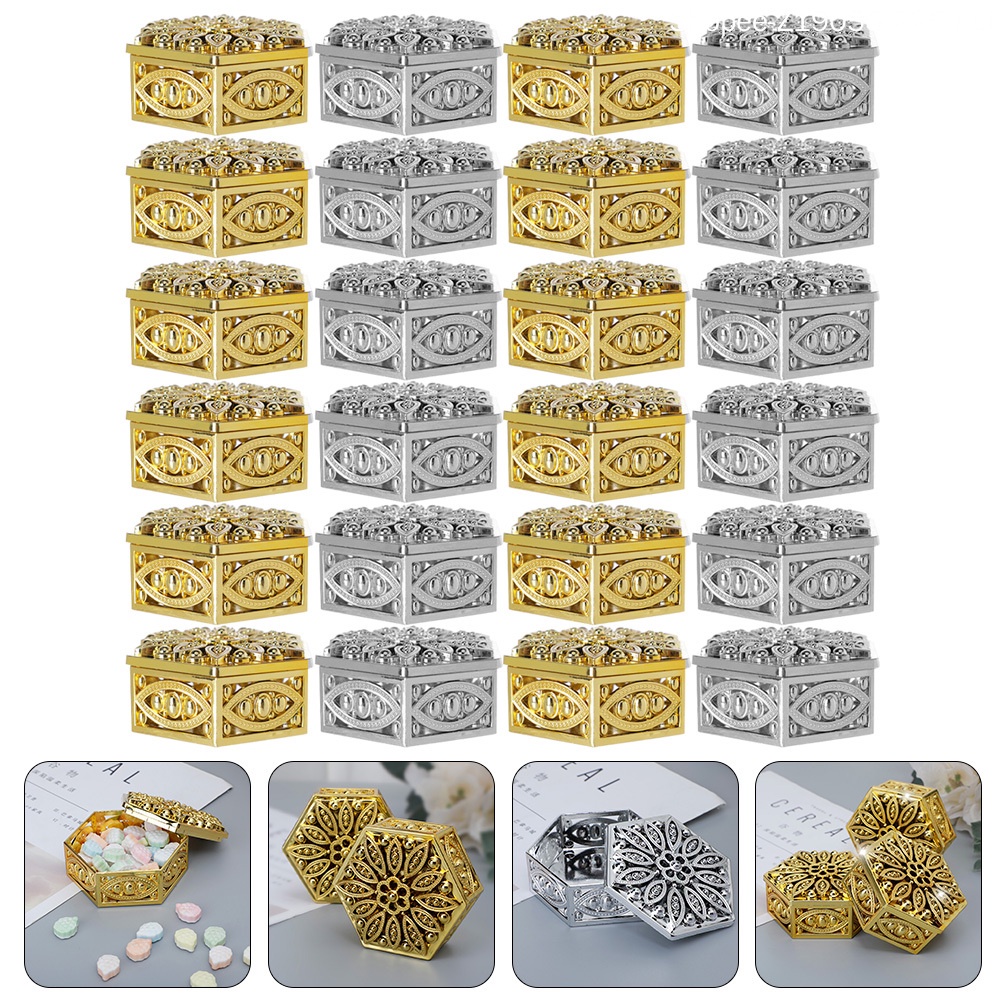 Set 24 Túi Nhựa Đựng Kẹo 6X6X3CM Trang Trí Tiệc Cưới