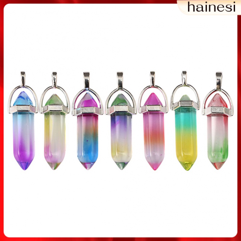 Stained Glass Ornaments Fashion Earrings Double Pointed Hexagonal Column Crane Charm Heal 7 Pcs