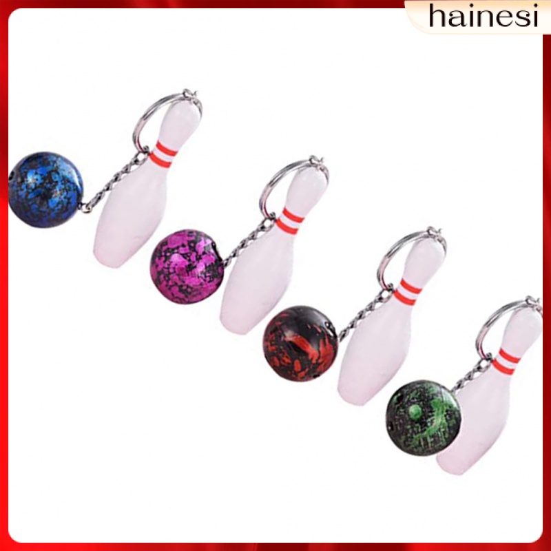 Set 4 Móc Khóa Kim Loại Hình Bowling Dễ Thương