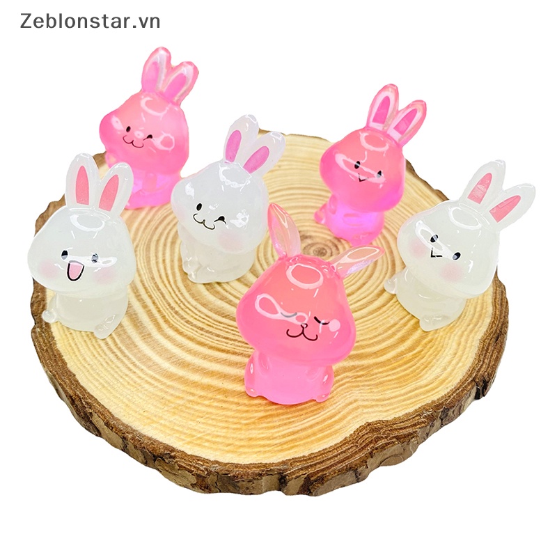 Set 2 Mô Hình Thỏ Mini Bằng Nhựa Phát Quang Trang Trí Sân Vườn