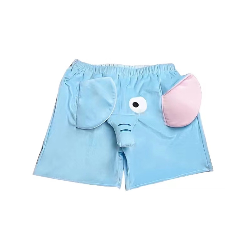 Quần đùi lợn màu hồng hoạt hình mũi voi bay dễ thương mùa hè quần ngủ cặp đôi sang trọng sáng tạo cho nam và nữ