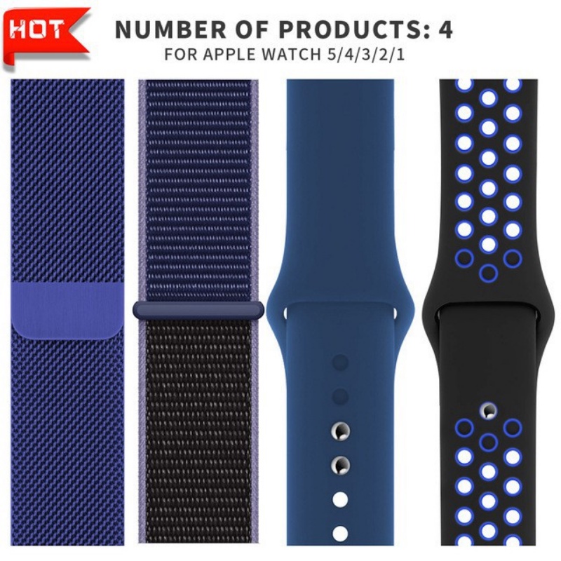 Bộ 4 Dây Đeo Silicone Cho Đồng Hồ Thông Minh Apple Watch Ultra Series 8 7 6 se5 4 3 2 40mm 44mm 45mm 41mm 42 38mm 49mm