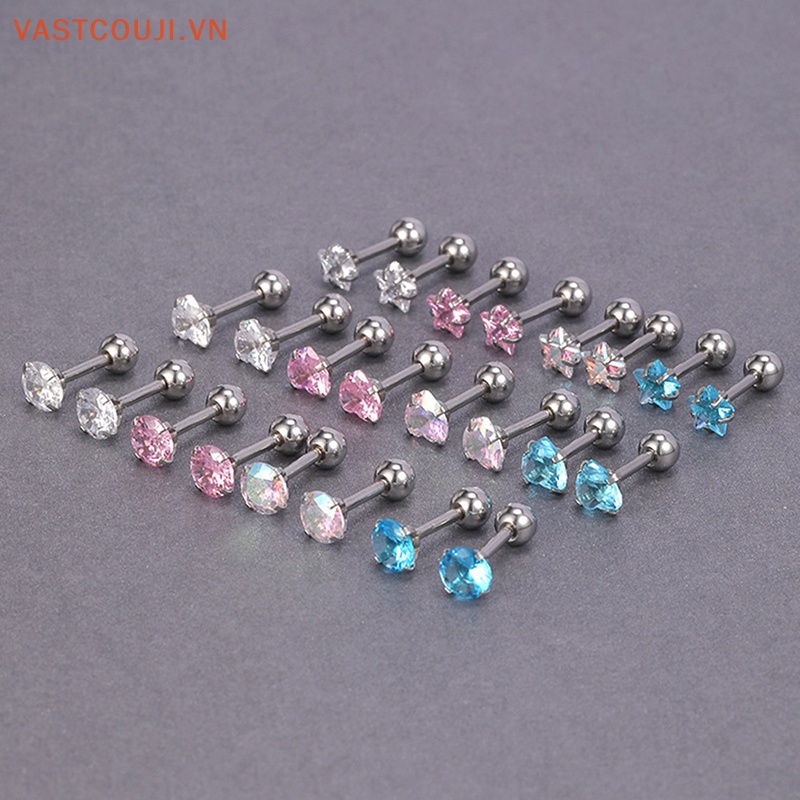 1 Đôi Khuyên Tai Pha Lê 4mm Nhiều Màu Thời Trang Nữ