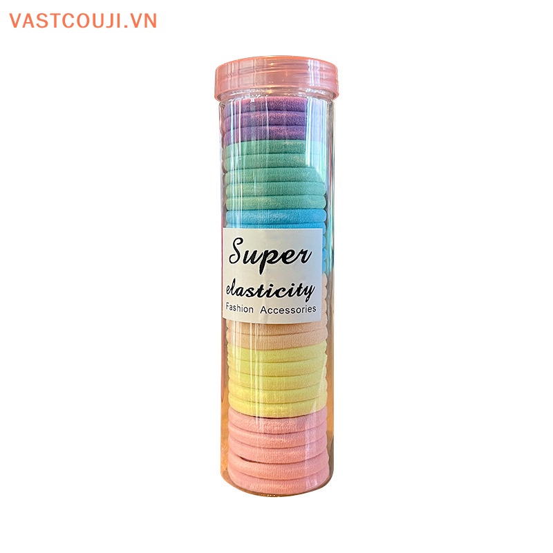 Hộp 24 Dây Buộc Tóc Co Giãn Tốt Không Đau Xinh Xắn Cho Bé Gái