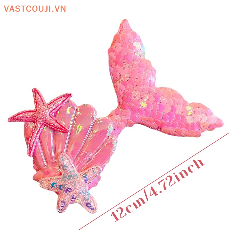Kẹp Tóc Hình Vỏ Sò / Sao Biển / Vỏ Sò Đính Sequin Nhiều Màu Dễ Thương Thời Trang Cho Bé Gái