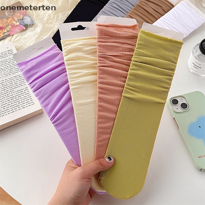 Rten 1 Đôi Vớ Dài Đến Giữa Bắp Chân Bằng Nylon Mỏng Mềm Thoáng Khí Màu Khaki Be Harajuku Thời Trang Mùa Hè Cho Nữ n