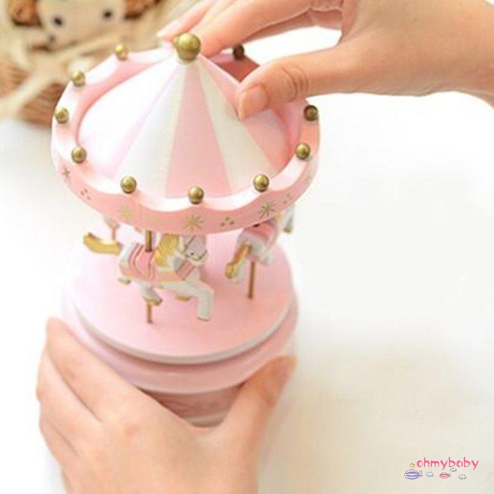 [Ready] Merry-Go-Round Carousel Hộp Nhạc Cho Đồ Chơi Trẻ Em Đám Cưới Sinh Nhật Tặng Wind-Up Horse Fairground [Z/4]