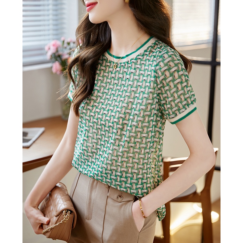 Áo Sơ Mi Chiffon Mỏng Nhẹ Phối Màu Tương Phản Thời Trang Mùa Hè Đơn Giản Dễ Phối Đồ