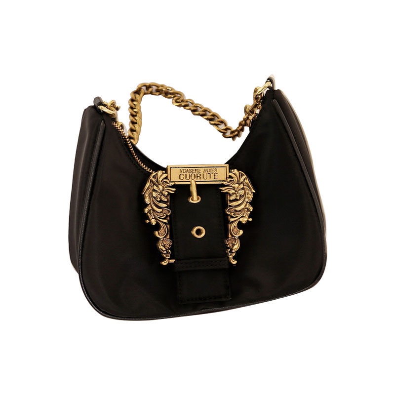 Túi Đeo Vai Bằng Vải Nylon Phối Dây Đeo Sợi Xích Phong Cách Cổ Điển Màu Trắng Thời Trang Cho Nữ