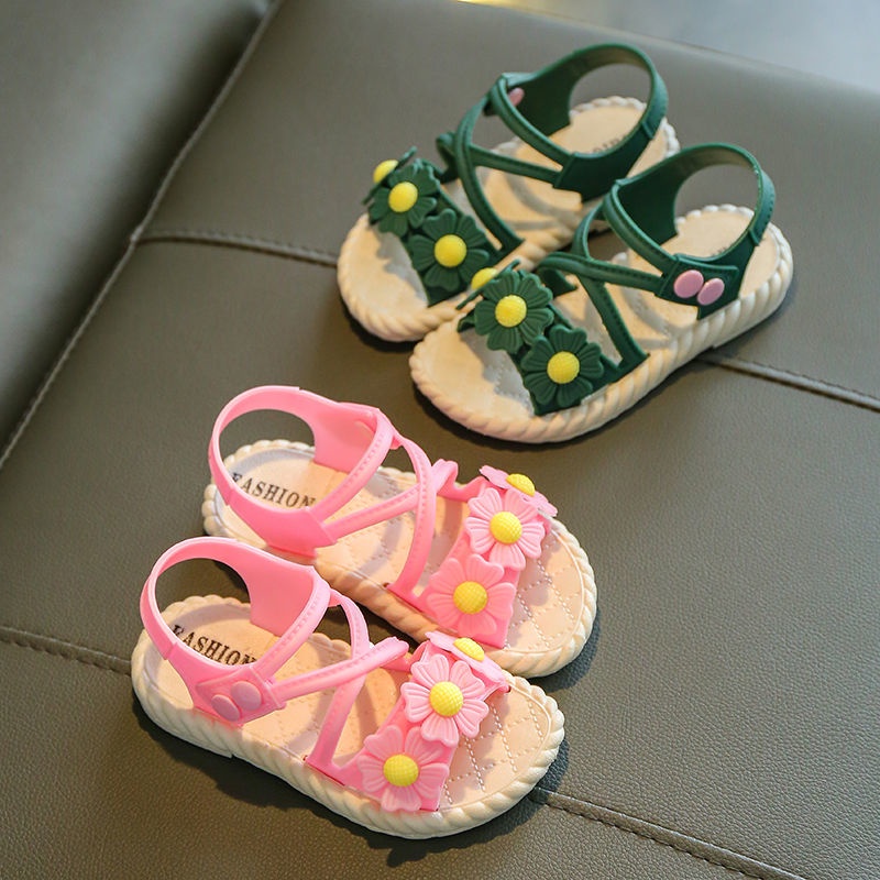 Xăng đan Công Chúa Đế Mềm Chống Trượt Đính Hoa Dễ Thương Cho Bé Gái