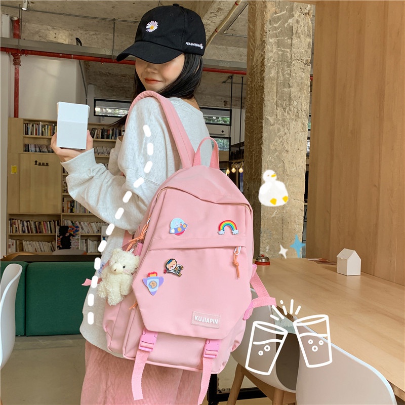 Balo đi học FAWORK màu pastel chống thấm nước phong cách Hàn Quốc thời trang dành cho nam và nữ