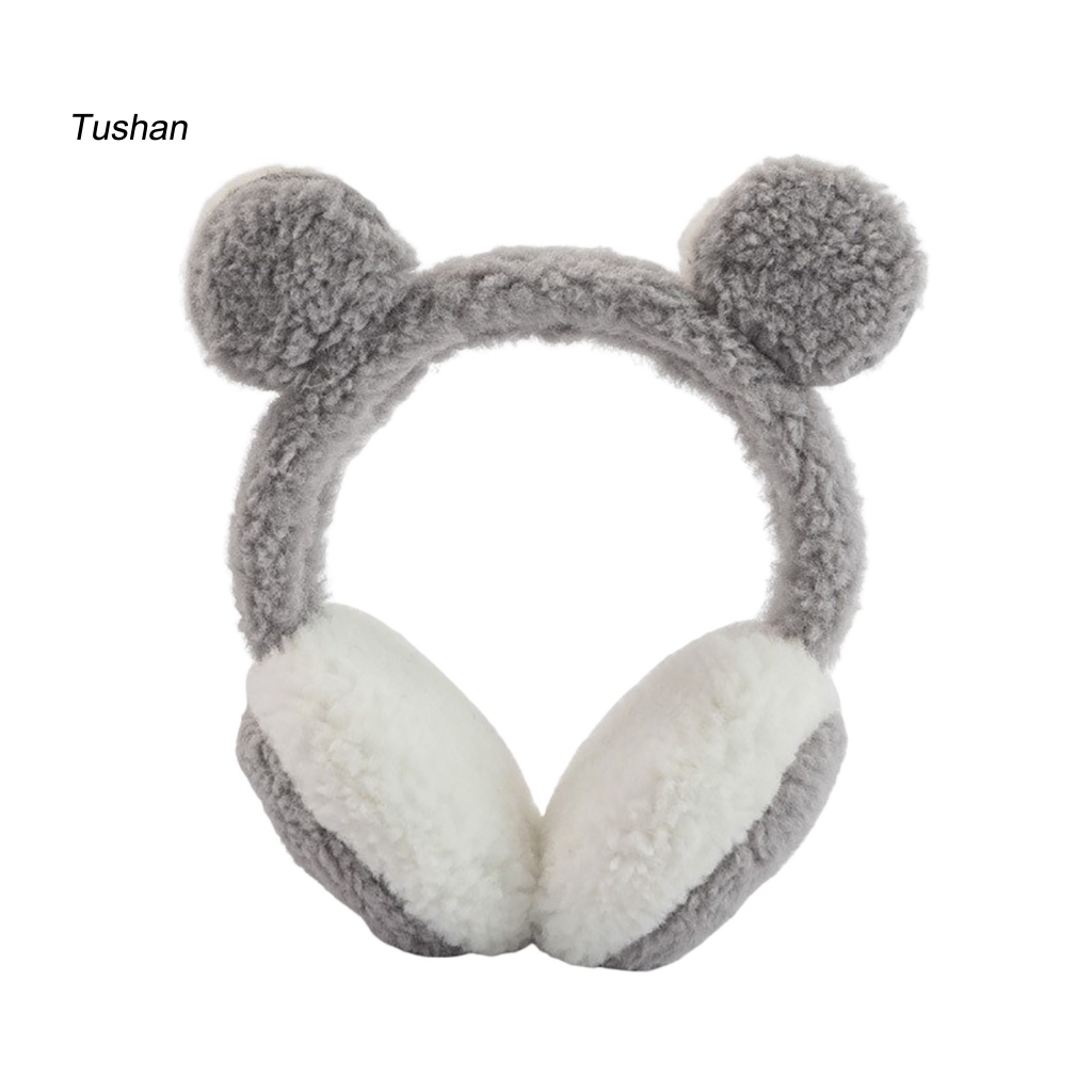 Chụp Tai Giữ Ấm Mùa Đông Bằng Vải Bông Dày Dặn Mềm Mại Co Giãn Màu Kẹo Họa Tiết Hoạt Hình