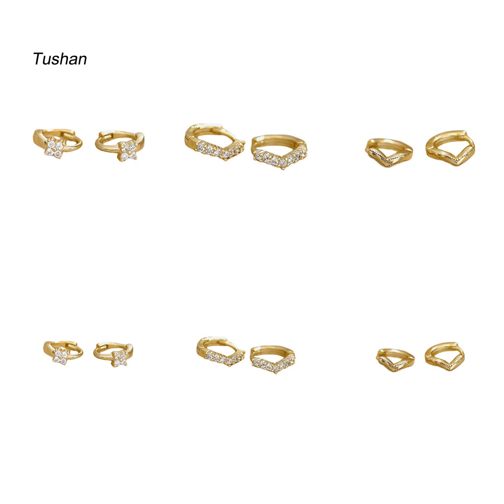 1 Cặp Khuyên Kẹp Vành Tai Bằng Đồng Đính Đá Tinh Tế Cho Nữ